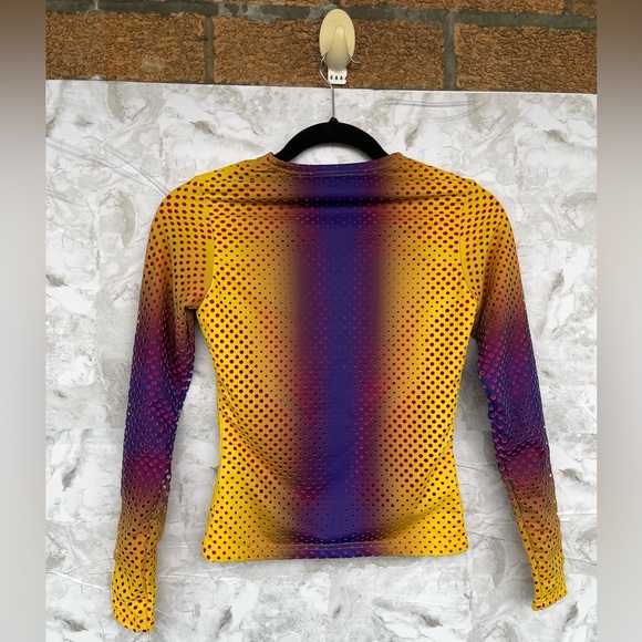 Sinead Gorey Purple & Yellow Laser-Cut Long Sleeve T-Shirt  size small - Picture 7 of 10